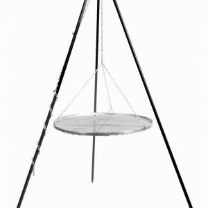 GRILL NA TRÓJNOGU OGRODOWY RUSZT WISZĄCY NIERDZEWNY 60CM NAD OGNISKO